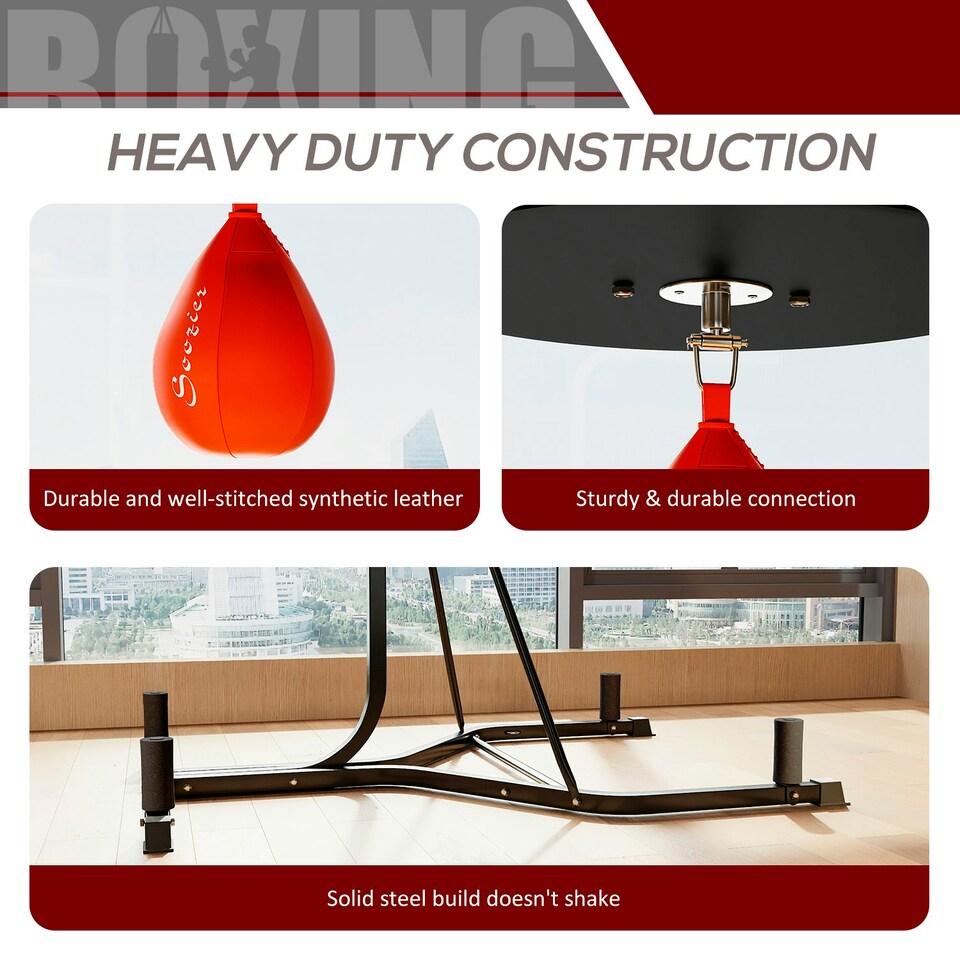 image 1 of HOMCOM Free-Standing Speed Bag Platform, Adjustable Boxing Punch Bag Black