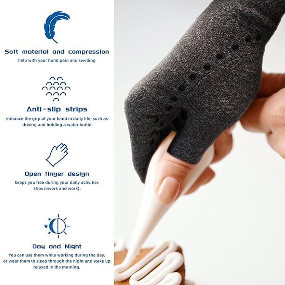 image 1 of Anti Arthritis Fingerless Support Rheumatoid Hand Pain Relief Compression Gloves