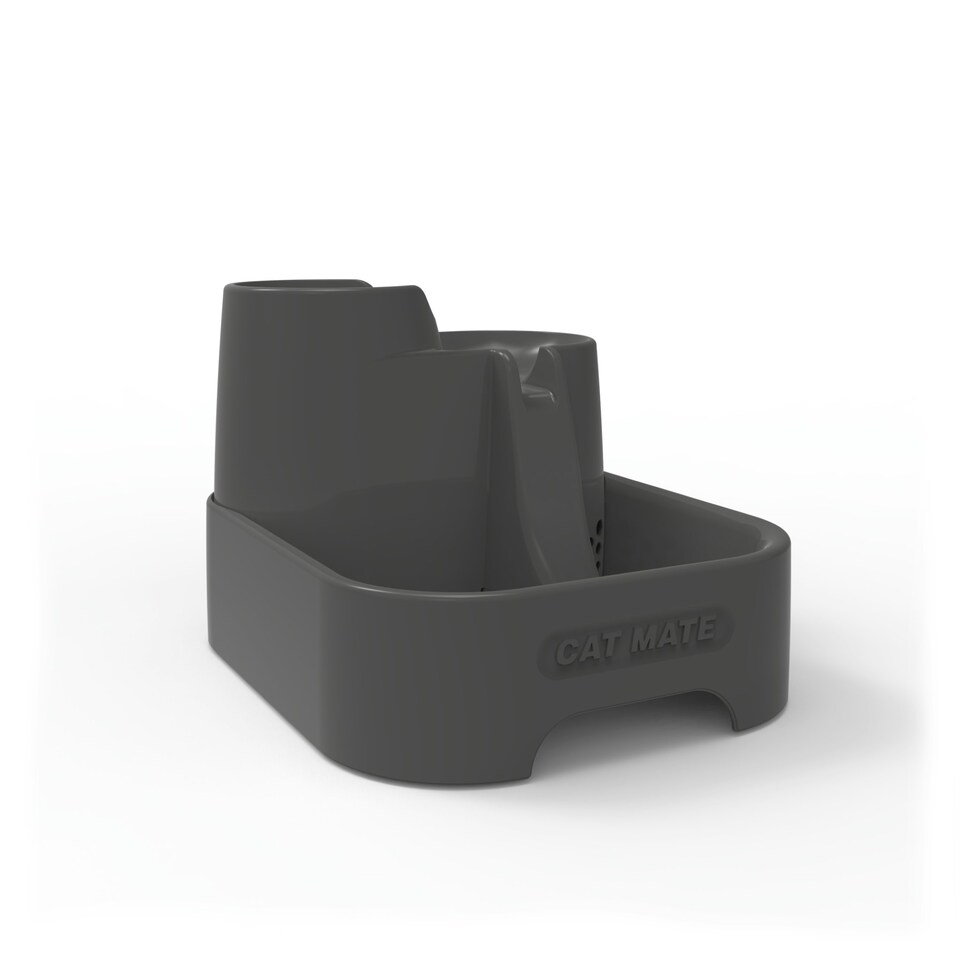 image 1 of Cat Mate Three-level Cat & Small Dog Pet Water Drinking Fountain Dark Grey (335G) Grey