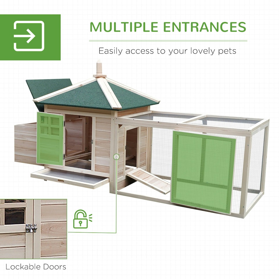 image 1 of PawHut Chicken Coop Hen Poultry House w/ Nesting Box Outdoor Run Patio Wooden