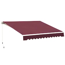 Outsunny Sun Shade Canopy Retractable Awning, 3x2.5m, Wine Red Red