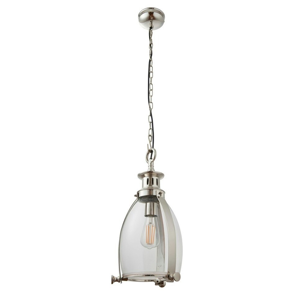 image 1 of Ceiling Pendant Light Clear Glass, Polished Nickel, E27