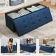 image 10 of COSTWAY Folding Storage Ottoman Bench Tufted Seat Blue Blue