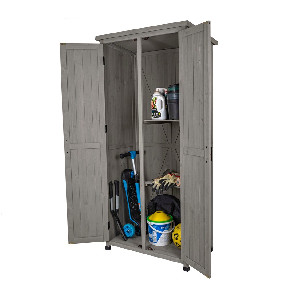image 1 of Tall Garden Wooden Storage Shed Grey