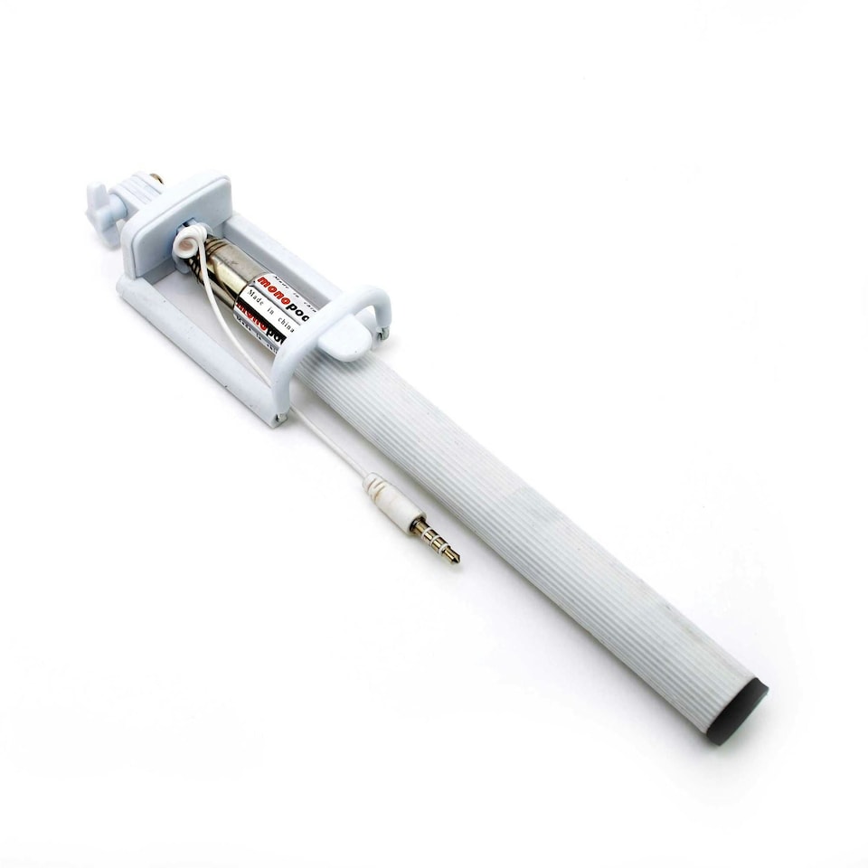image 1 of White Monopod Selfie Stick Extendable Black | One Size
