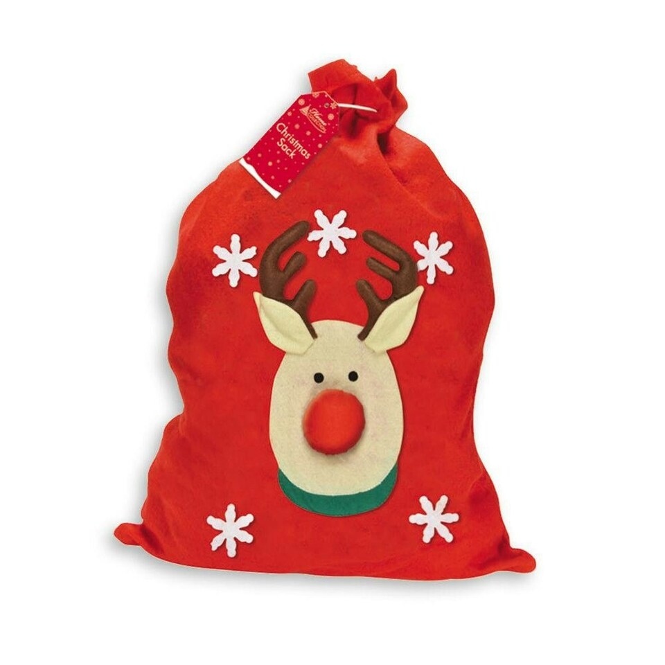 image 1 of Christmas Sack With 3D Reindeer Design