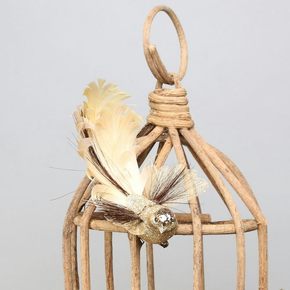 image 1 of Decorative Gold Fantasy Bird With Clip - 15cm