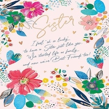 Words 'n' Wishes Special Sister Birthday Card - Flowers and Butterflies Embossed with a Foil Finish - Eco-Friendly