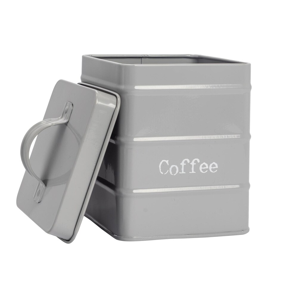 image 1 of Harbour Housewares 4 Piece Vintage Metal Kitchen Canisters Set - Grey