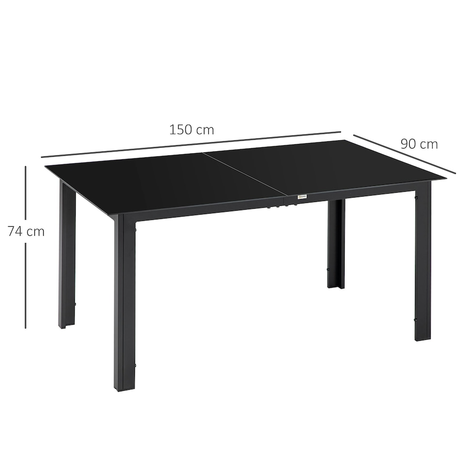 image 1 of Outsunny Outdoor Dining Table for 6 Patio Table with Glass Tabletop