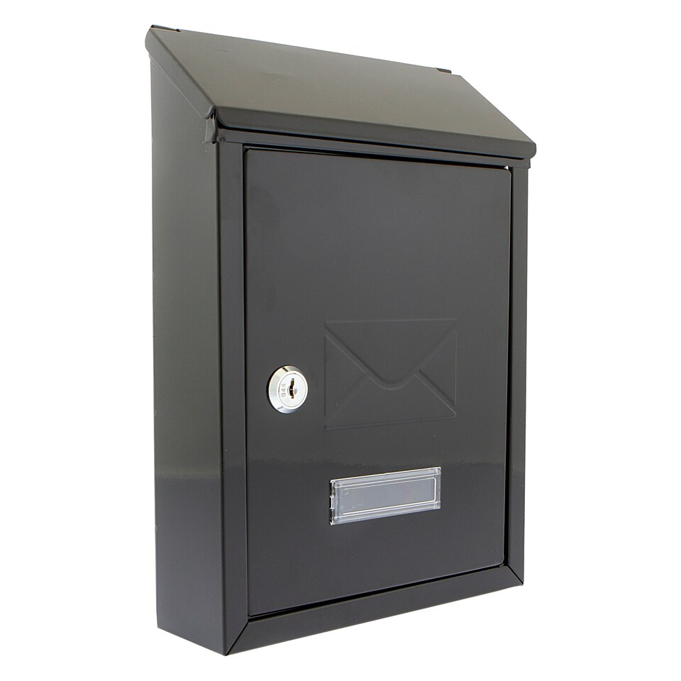 image 1 of Burg-Wachter Black Avon Dual Entry Wall Mounted Galvanised Steel Lockable Weatherproof Post Box - 21x30x7cm | Black | Black