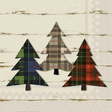 IHR Checkered Pines Cream Cocktail Napkins 25cm 3ply 20 Pack