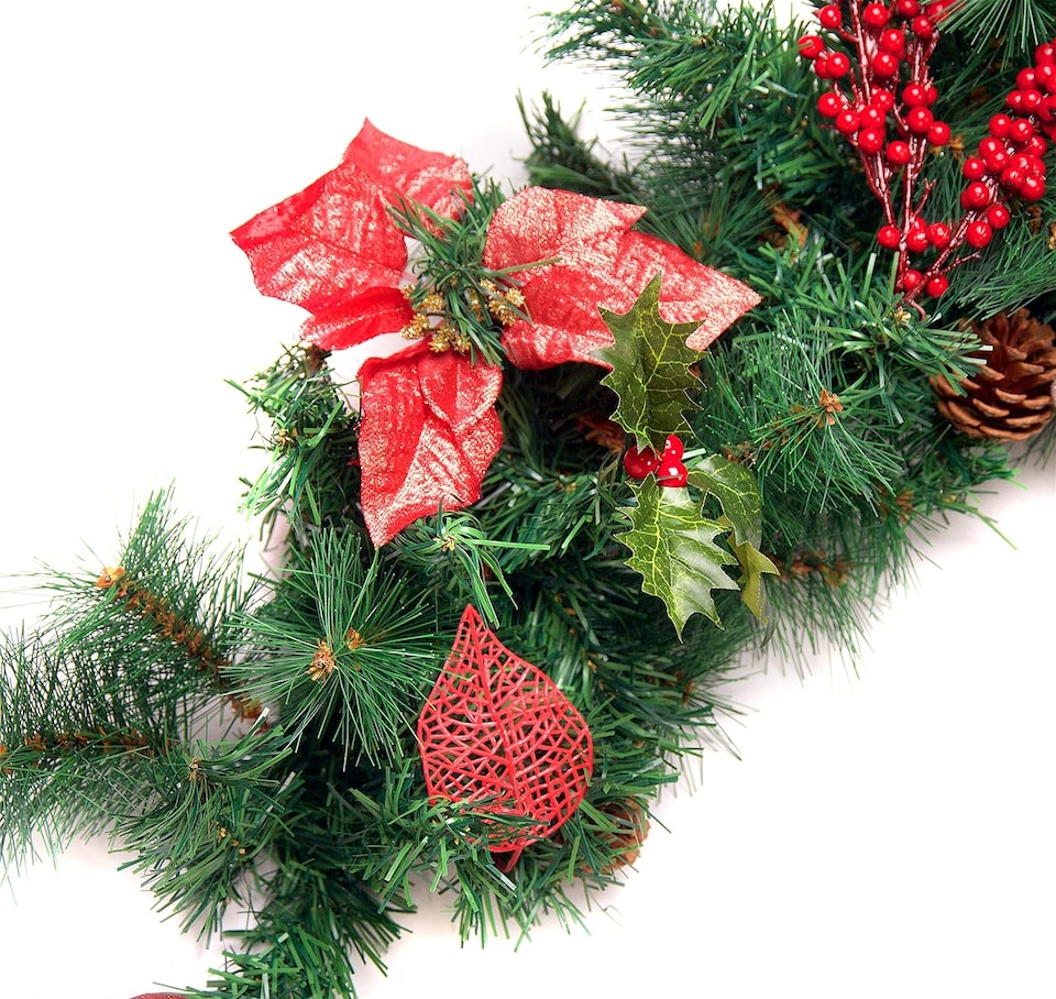 image 1 of Best Artificial Christmas 9ft Red Decorated Garland