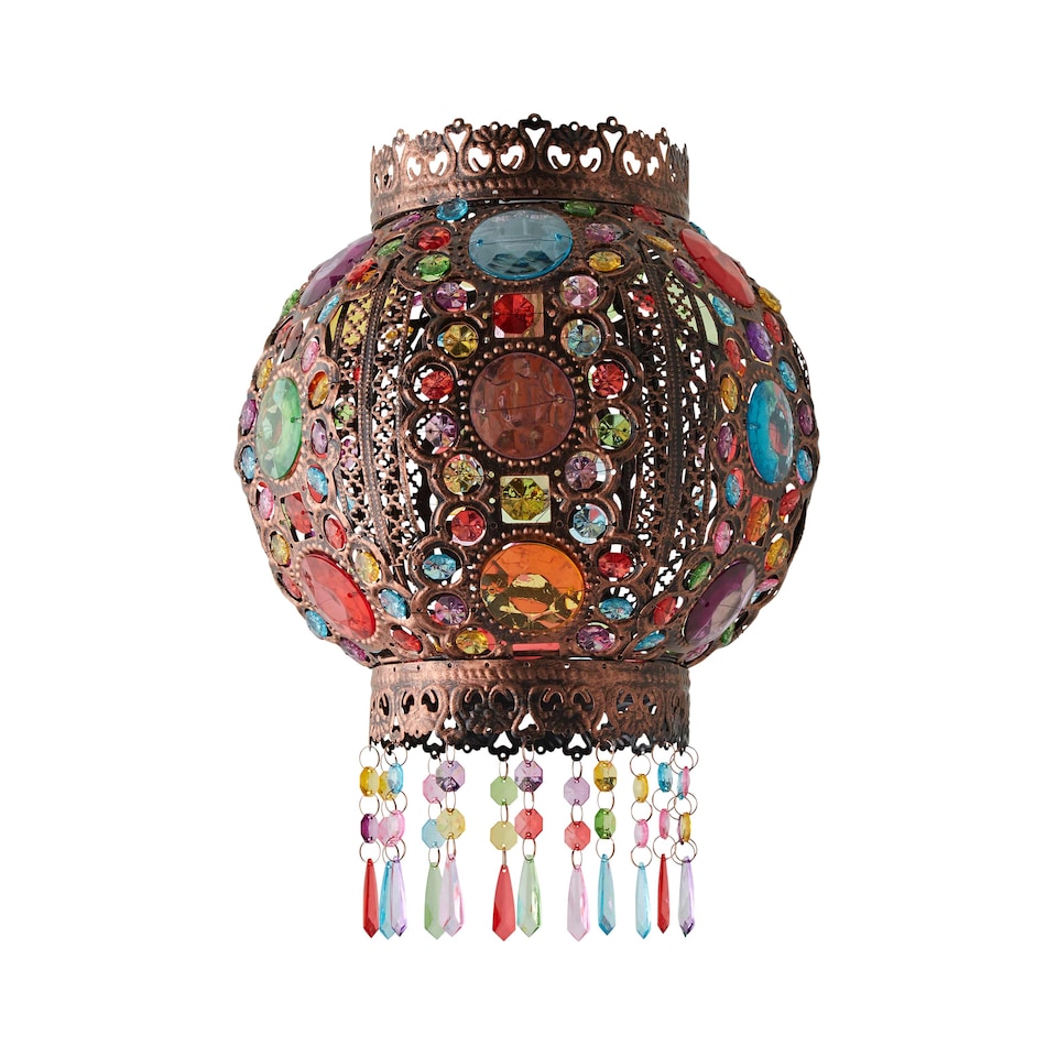 image 1 of ValueLights Bazaar Moroccan Bronze Lamp Shade Acrylic Droplets | Bronze