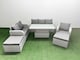 image 1 of Fimous Patio PE Wicker 8 Seater Outdoor Rattan Furniture Sofa Sets with Adjustable Lifting Dining or Coffee Table Reclining Chair Loveseat Sofa 3 Seater Sofa 2 Big Footstools Light Grey