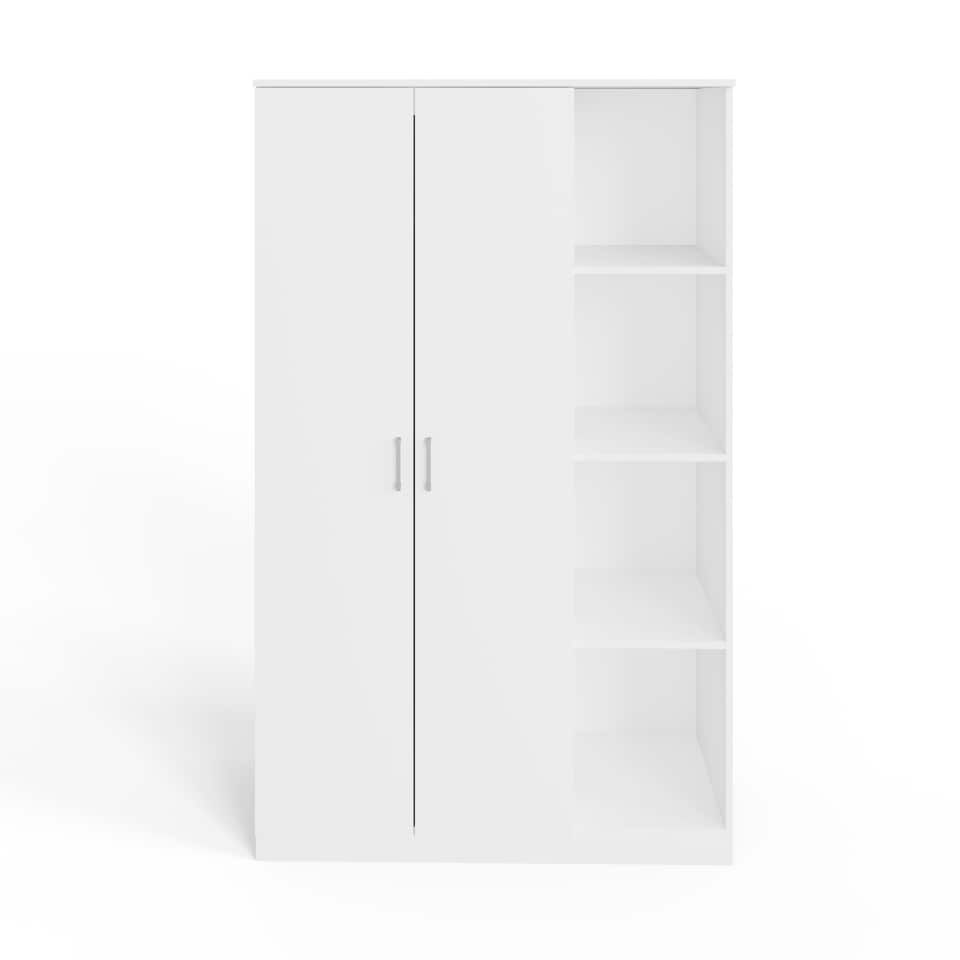 image 1 of Bailey 2 Door 4 Shelf Wardrobe | White | White
