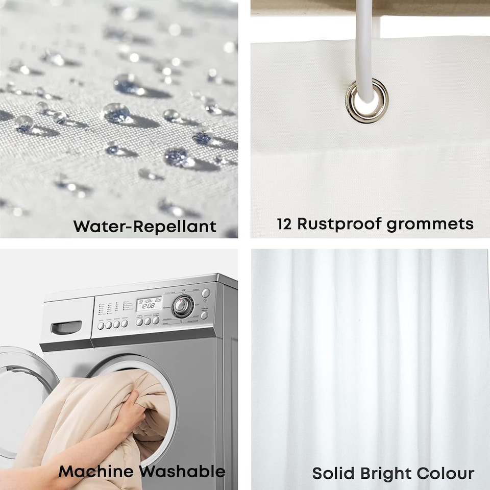 image 1 of White Polyester Shower Curtain 200 x 200 cm