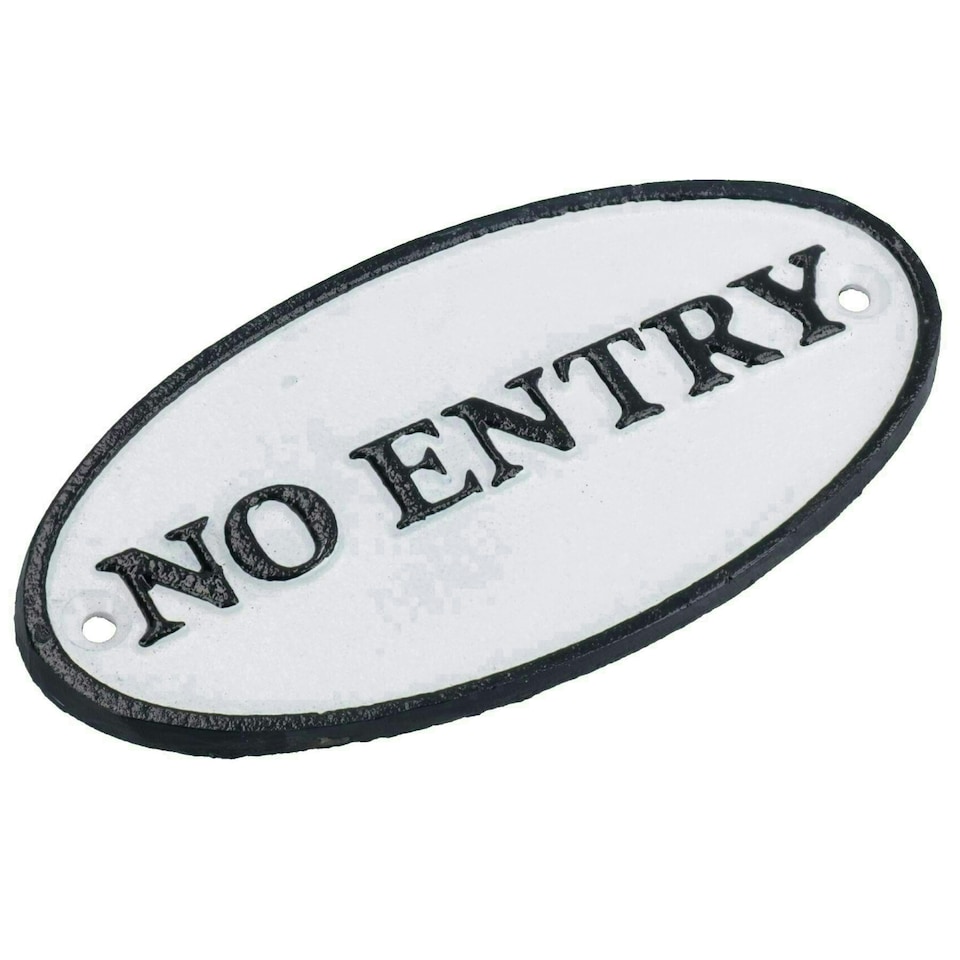 image 1 of No Entry Cast Iron Sign Plaque Door Wall House Gate Post Office Cafe Shop Hotel