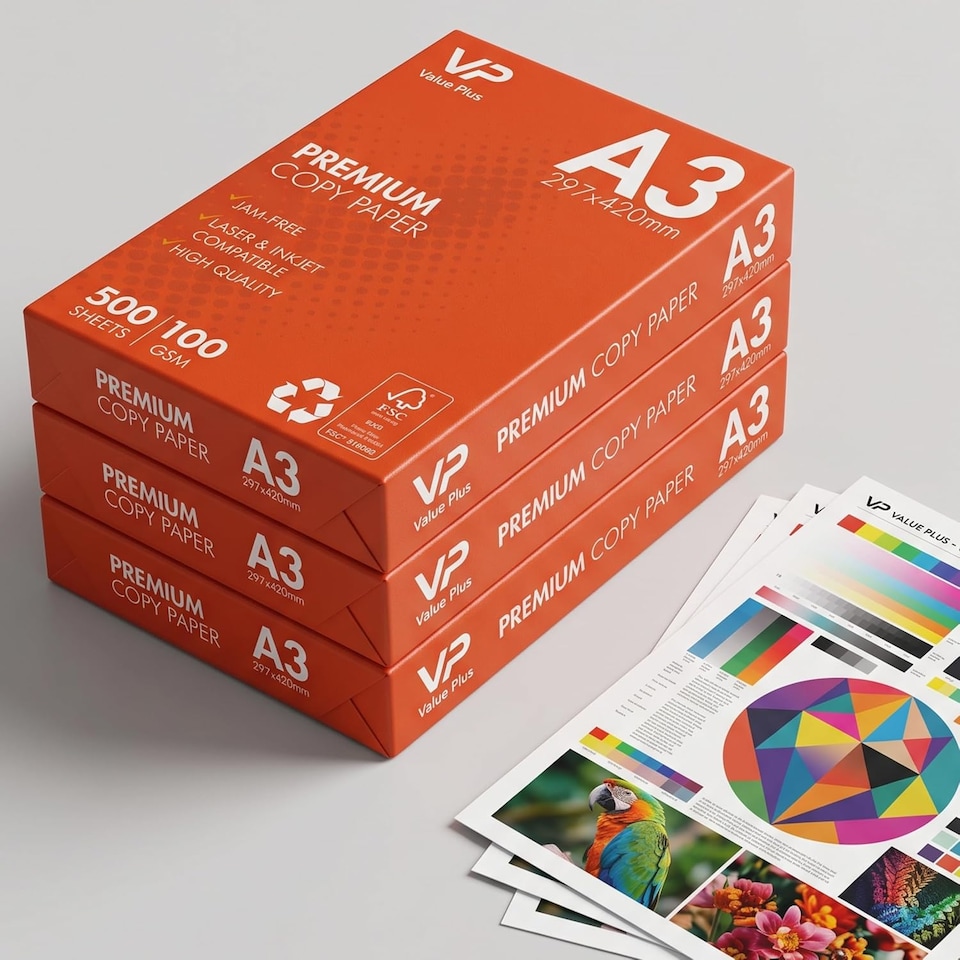 image 1 of A3 Premium Paper 100 GSM – 500 Sheets Premium White Printer & Copier Paper – Professional High-White Office Paper for Laser, Inkjet, and Copier 100gsm Office and Home High Quality Paper