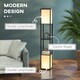 image 3 of HOMCOM Floor Lamp with Shelves and Dual Light, Modern Corner Standing Lamp with TC Fabric Lampshade for Living Room, Bedroom, Bulb not Included, Black