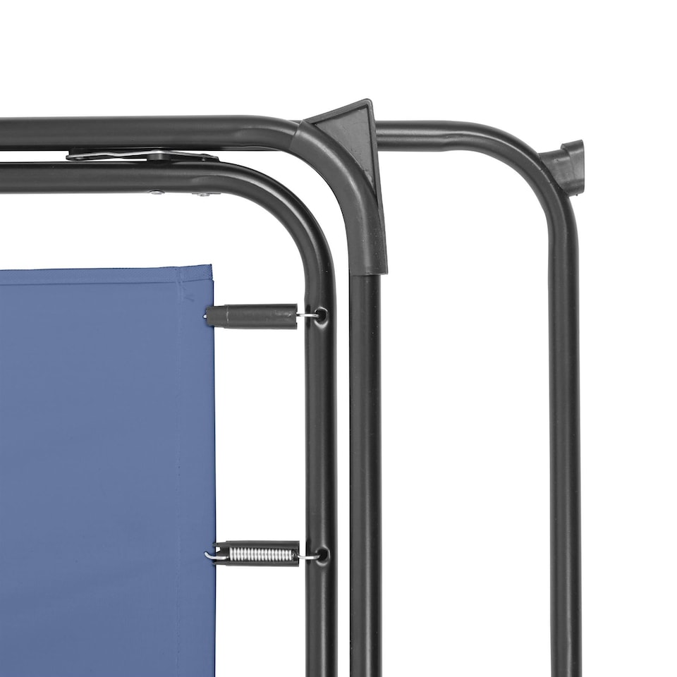 image 1 of Harbour Housewares Folding Metal Beach Chairs - Matt Black/Navy - Pack of 2 | Blue | Matt Black/Navy