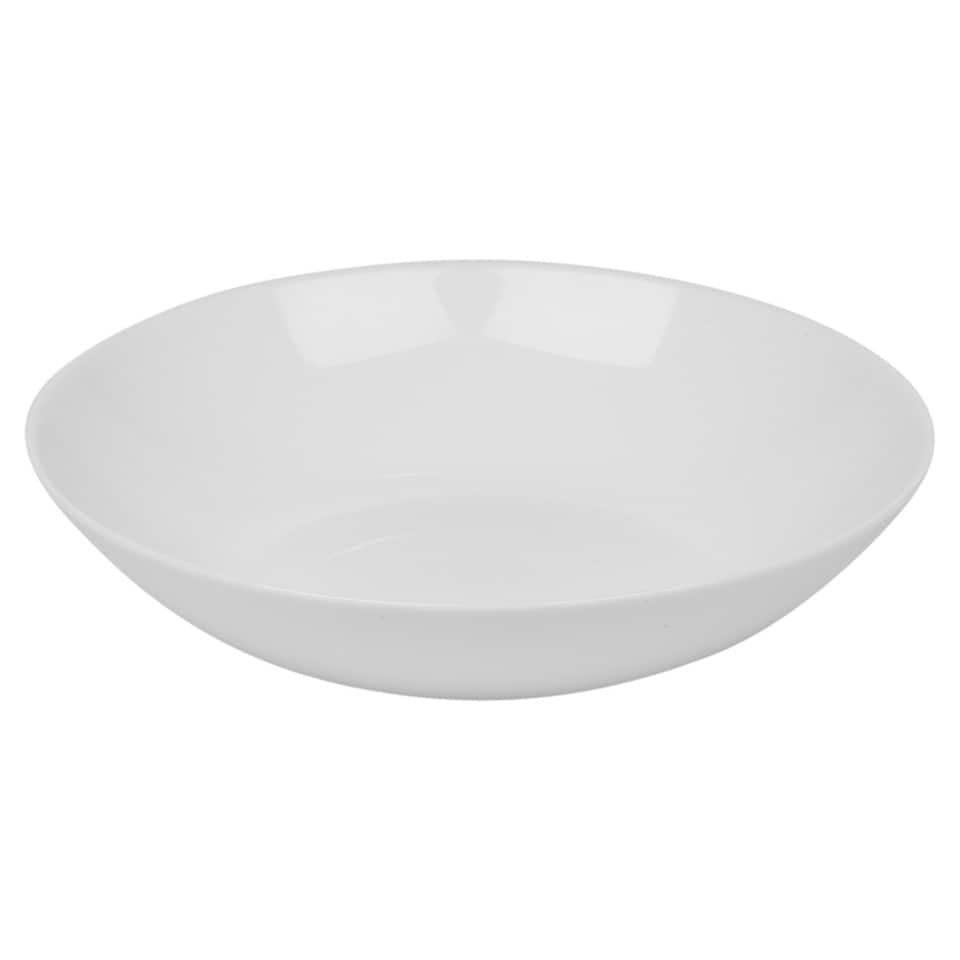 image 1 of White Opal Glass Dinner Set Plates Soup Bowls Dinnerware | White | Luna - Breakfast & Dinner - 24 Pcs | 24