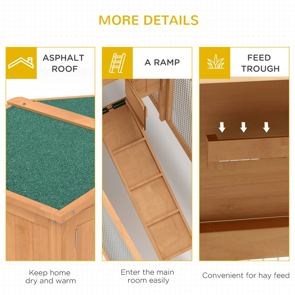 image 1 of PawHut Rabbit Hutch, Guinea Pig Hutch 2 Tier with Run for Outdoor Garden