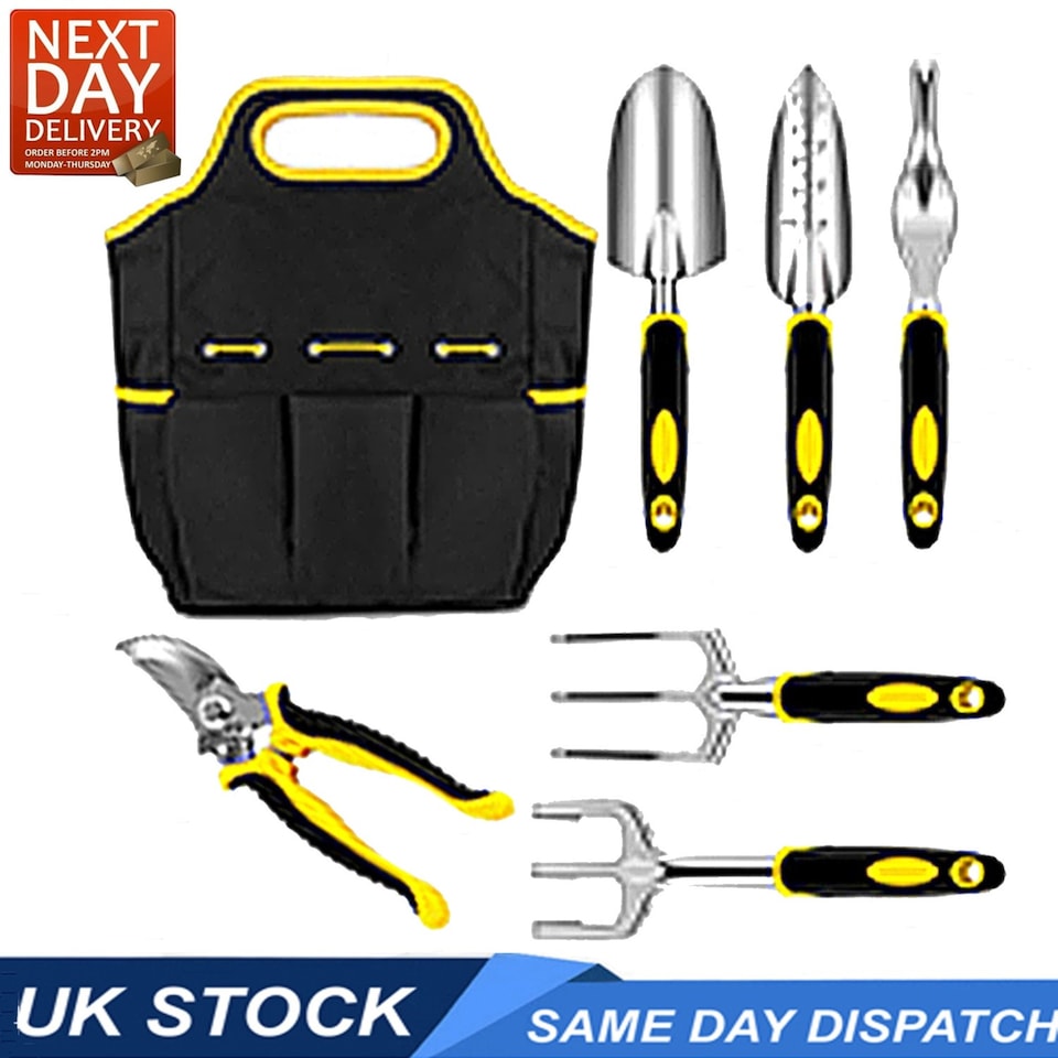 image 1 of 7 Piece Heavy Duty Garden Tool Set & Kit with Storage Bag