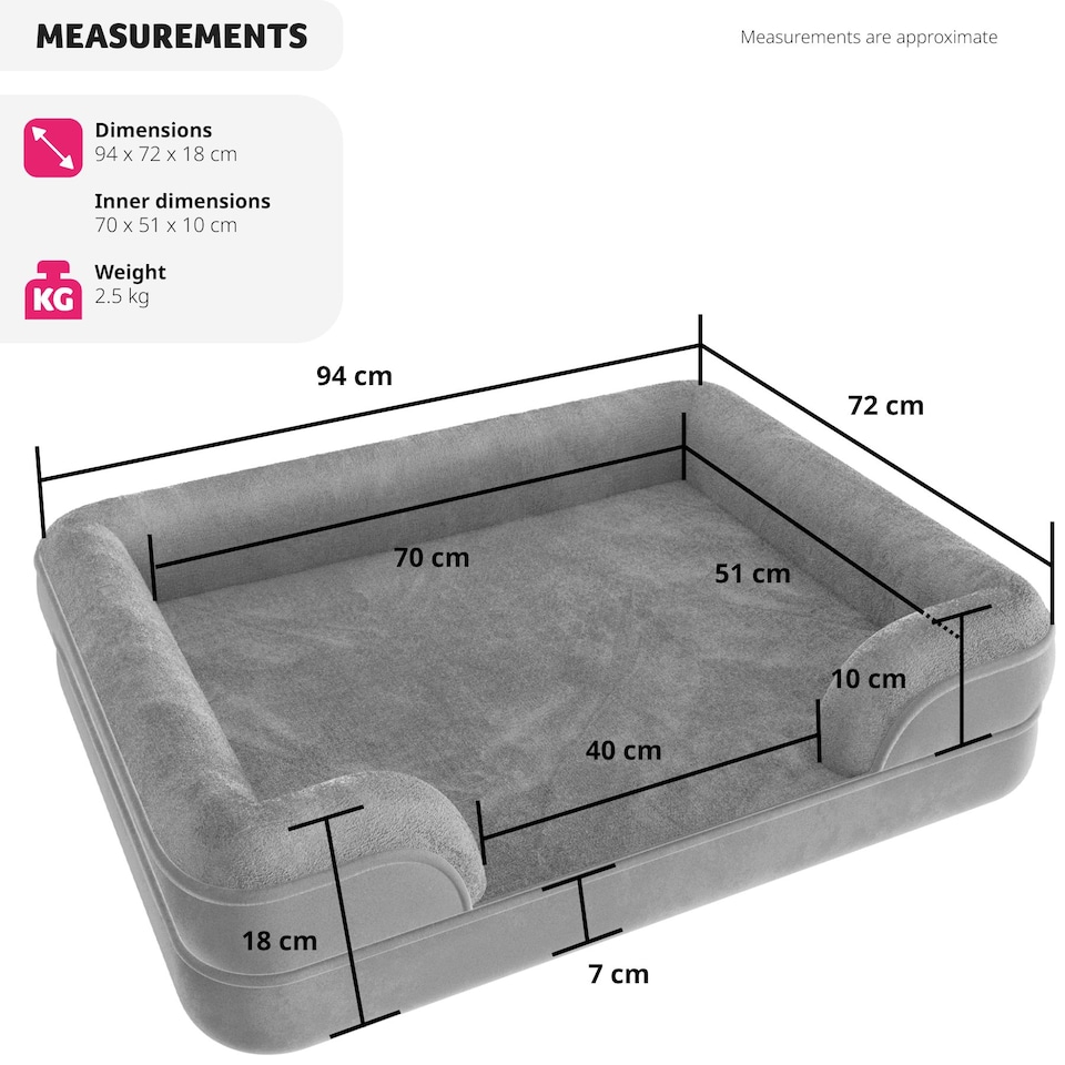 image 1 of Dog Bed Kimba - orthopaedic, thick padding, raised edge, washable cover | Grey | grey | L | 1