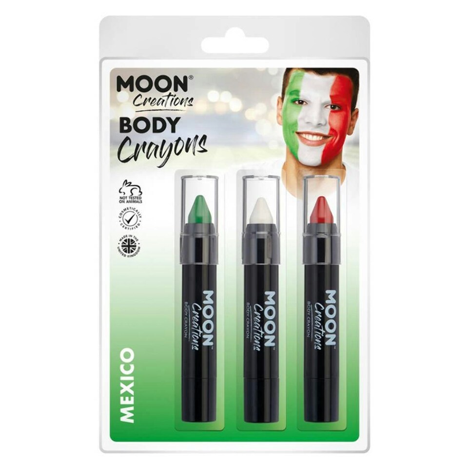 image 1 of Moon Creations Logo Body Crayons - Green/White/Red - One Size