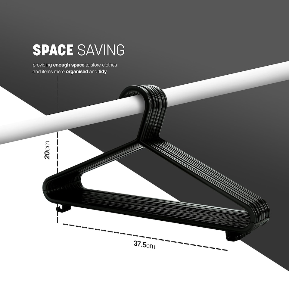 image 1 of Keplin Adult Plastic Coat Hangers Strong Slim Space Saving with Trouser Bar and Hooks