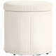 image 1 of HOMCOM 40cm Round Storage Ottoman, Corduroy Footstool with Removable Lid and Legs, Vanity Stool for Living Room, Bedroom, Beige | Brown