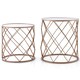 image 1 of COSTWAY Set of 2 Stackable Round Coffee Table W/Mirrored Top Yellow