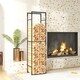 image 8 of Outsunny Metal Firewood Log Holder, Heavy Duty Firewood Rack with Adjustable Shelf, Indoor Outdoor Fireplace Wood Storage Shelf, 45 x 31 x 170 cm, Black