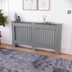 image 7 of Vida Designs Chelsea Radiator Cover Painted MDF Slatted Cabinet, Grey, 152cm