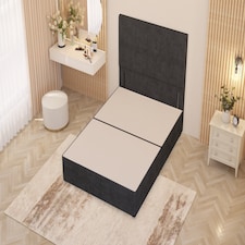 Divan Bed Base with Plain Floor Standing Headboard Plush Velvet | Grey | Charcoal