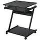 image 2 of HOMCOM Movable Computer Desk with 4 Moving Wheels Sliding Keyboard Tray Home Office Workstation Black