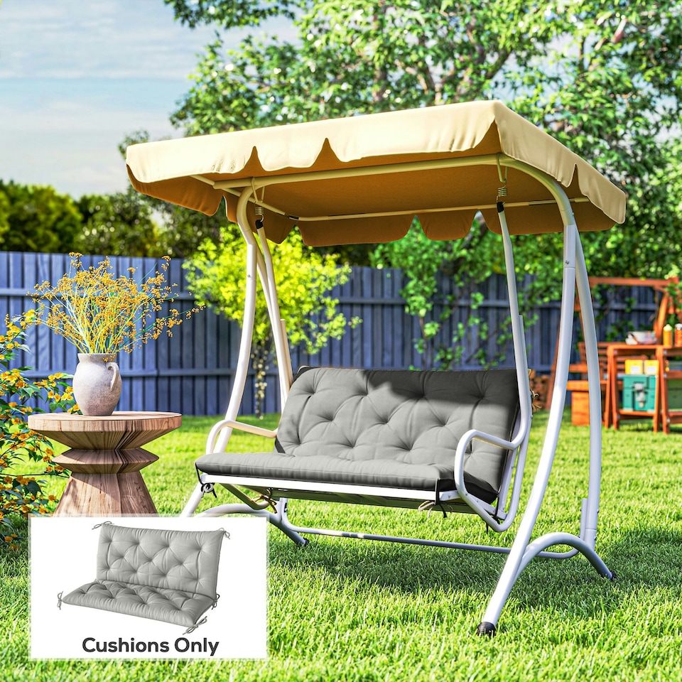 image 1 of Outsunny 2 Seater Garden Bench Cushion Outdoor Seat Pad with Ties 