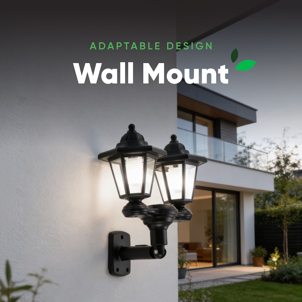 image 1 of Gardenwize Solar Double Head Garden Post Light LED 3 in 1