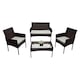 image 1 of Alivio 4 Piece Rattan Sofa Set Patio Furniture with Coffee Table Weather Resistant UV Protected Cushions for Indoor Outdoor Use | Brown | 1
