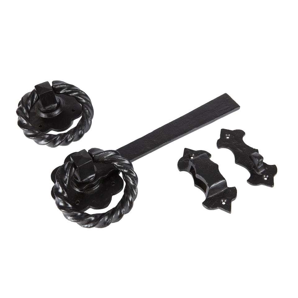 image 1 of Hammer & Tongs Rose Ring Gate Latch - W285mm - Black