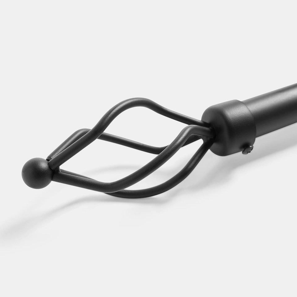 image 1 of OHS Curtain Pole Extendable 28mm Metal Finnials Twist End Rod Fittings | Black
