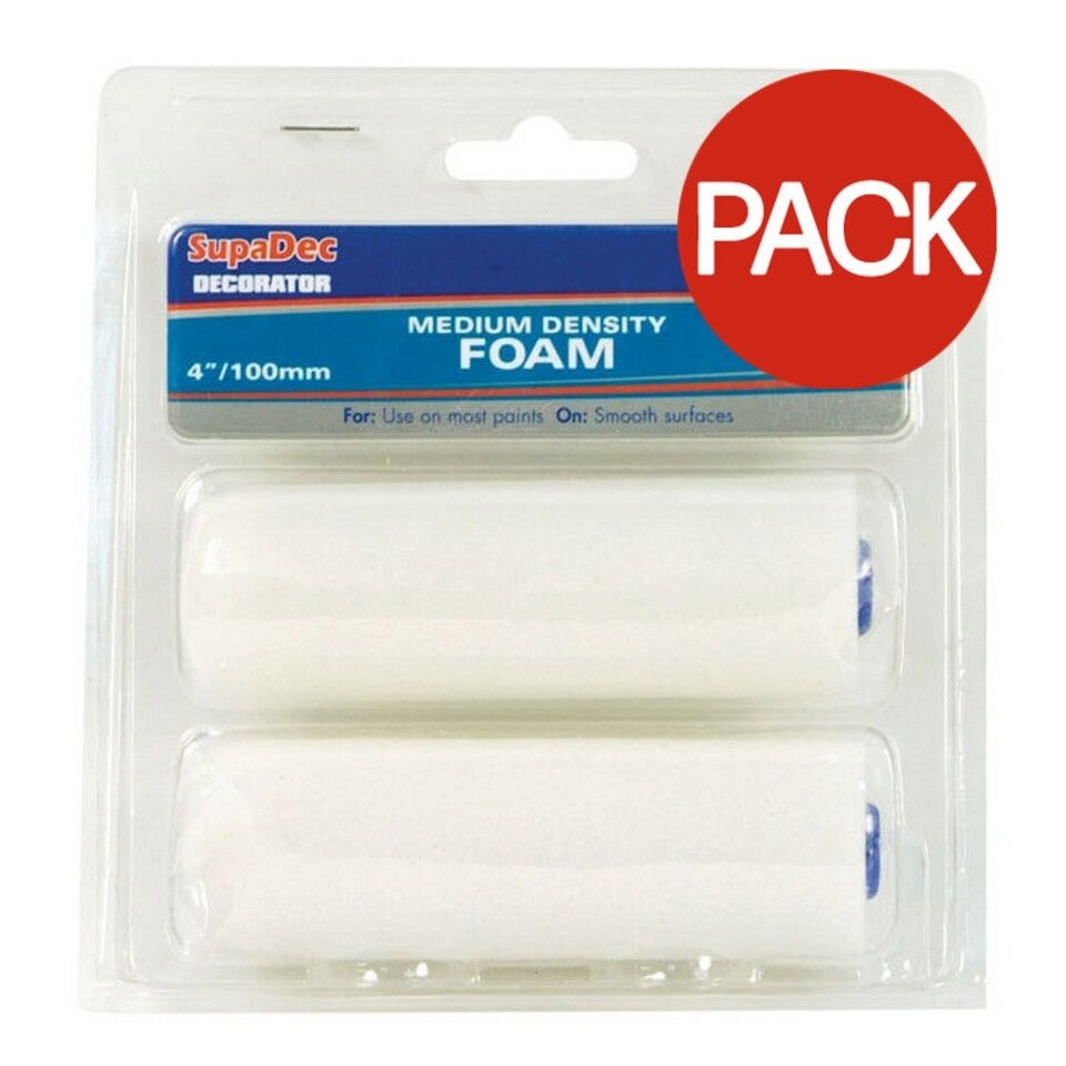 SupaDec Foam Mini Roller (Pack of 2) - White - 100mm