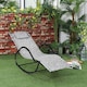 image 2 of Outsunny Patio Rocking Lounge Chair Zero Gravity Chaise w/ Padded Pillow Grey