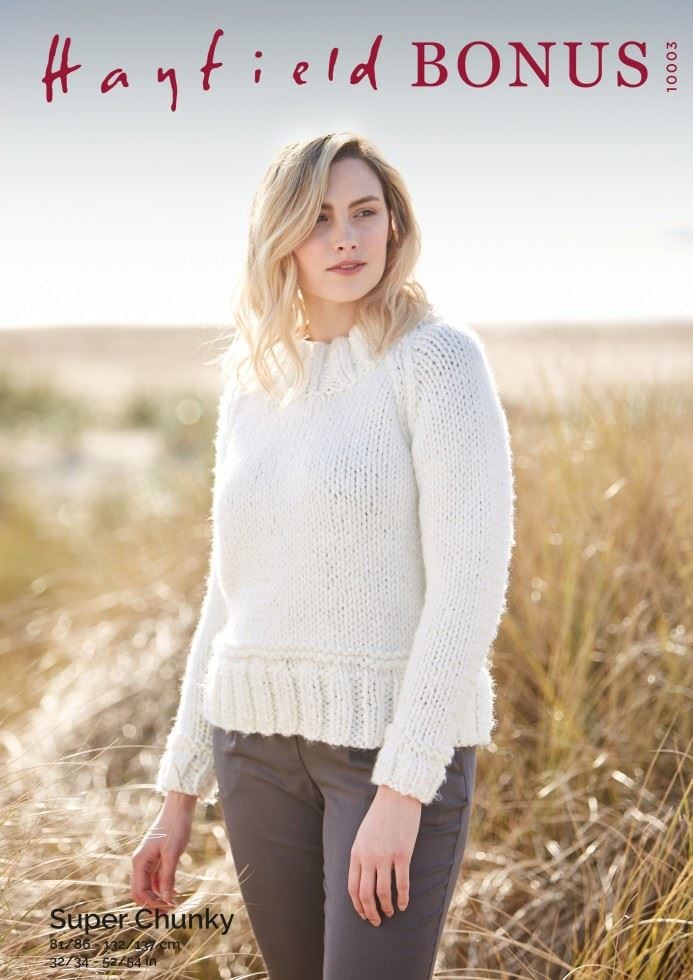 Hayfield Bonus Super Chunky Knitting Pattern 10003, Sweaters for Women - 32 - 54 Inches