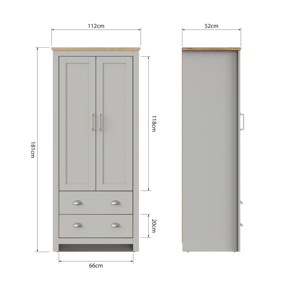 image 1 of 2 Door Wardrobe with 2 Drawers