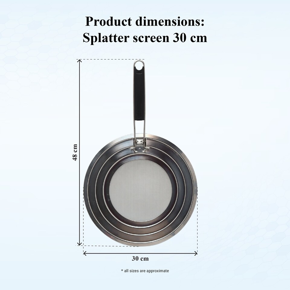 image 1 of Buckingham Stainless Steel Fine Mesh Multi-Pan Splatter Screen with Folding Handle 30 cm