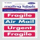 image 2 of MAILING LABELS 16 SELF ADHESIVE 95MM X 30MM 8 FRAGILE 4 AIRMAIL 4 URGENT