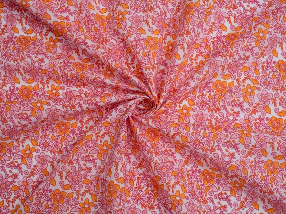 Pink Printed Polycotton Fabric for Dressmaking, 112.5cm / 44" Wide - per metre