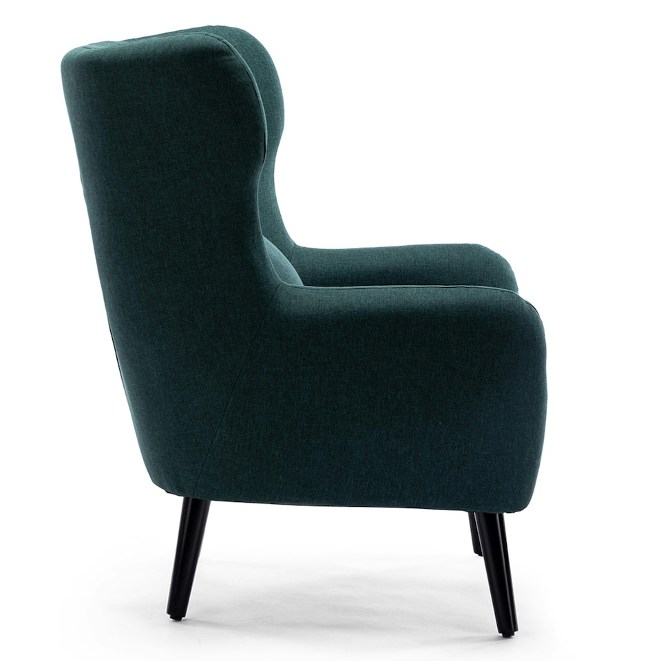 image 1 of Winslow Wing Back Fabric Occasional Button Back Armchair w Footstool (Green)